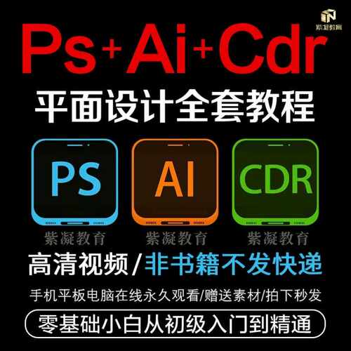 平面设计全套PS教程AI教程CDR教程零基础入门到精通自学视频课程