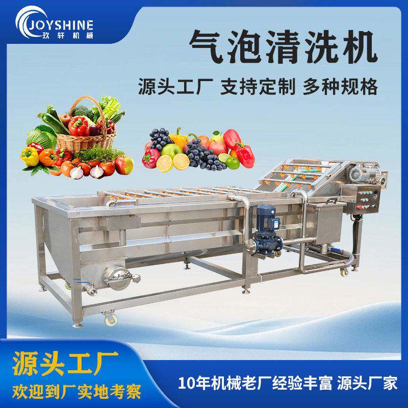 全套果蔬清洗机 商用叶类蔬菜气泡清洗 连续式风干流水线