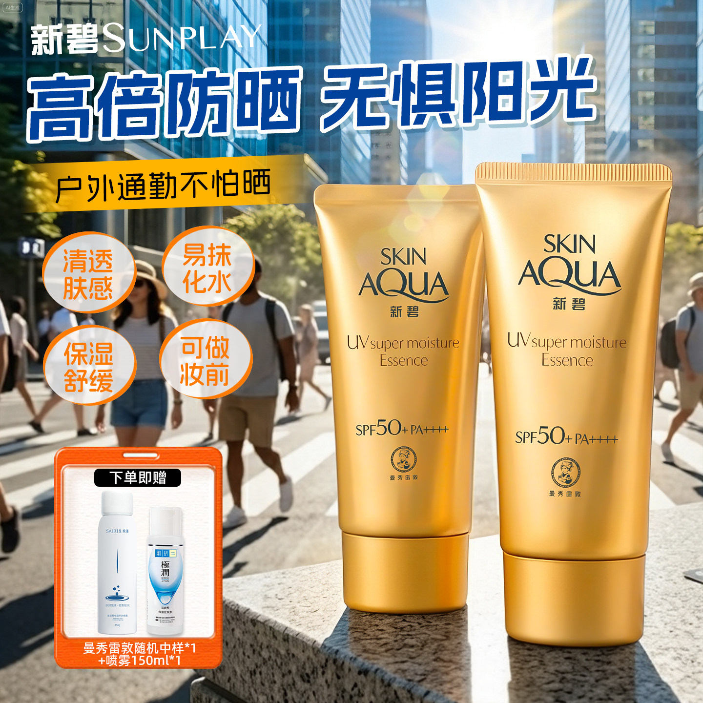 曼秀雷敦新碧防晒霜高倍温和保湿防紫外线清爽不腻官方正品旗舰店