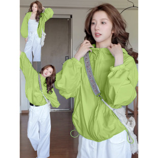 防晒服外套夏季 薄款 薄 防紫外线户外轻薄女款 绿色防晒衣女2026新款