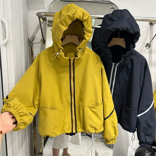 连帽冲锋衣棉衣棉服女小个子2025冬季新款休闲宽松工装夹棉短外套