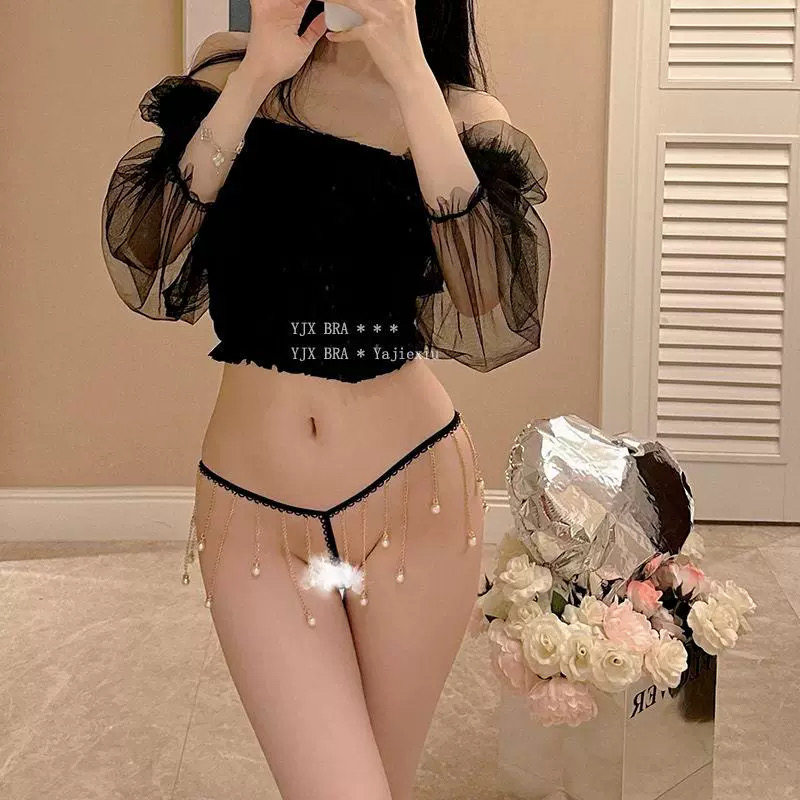 低腰宫铃铃铛内裤女铁链