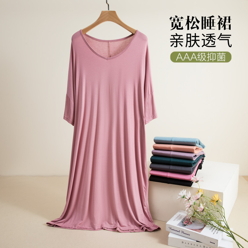 纯棉薄款女夏睡裙休闲连衣裙