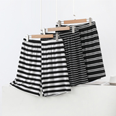 黑白条纹短裤 家居裤 女夏季 宽松大码 莫代尔薄款 阔腿裤 新款 休闲裤 子