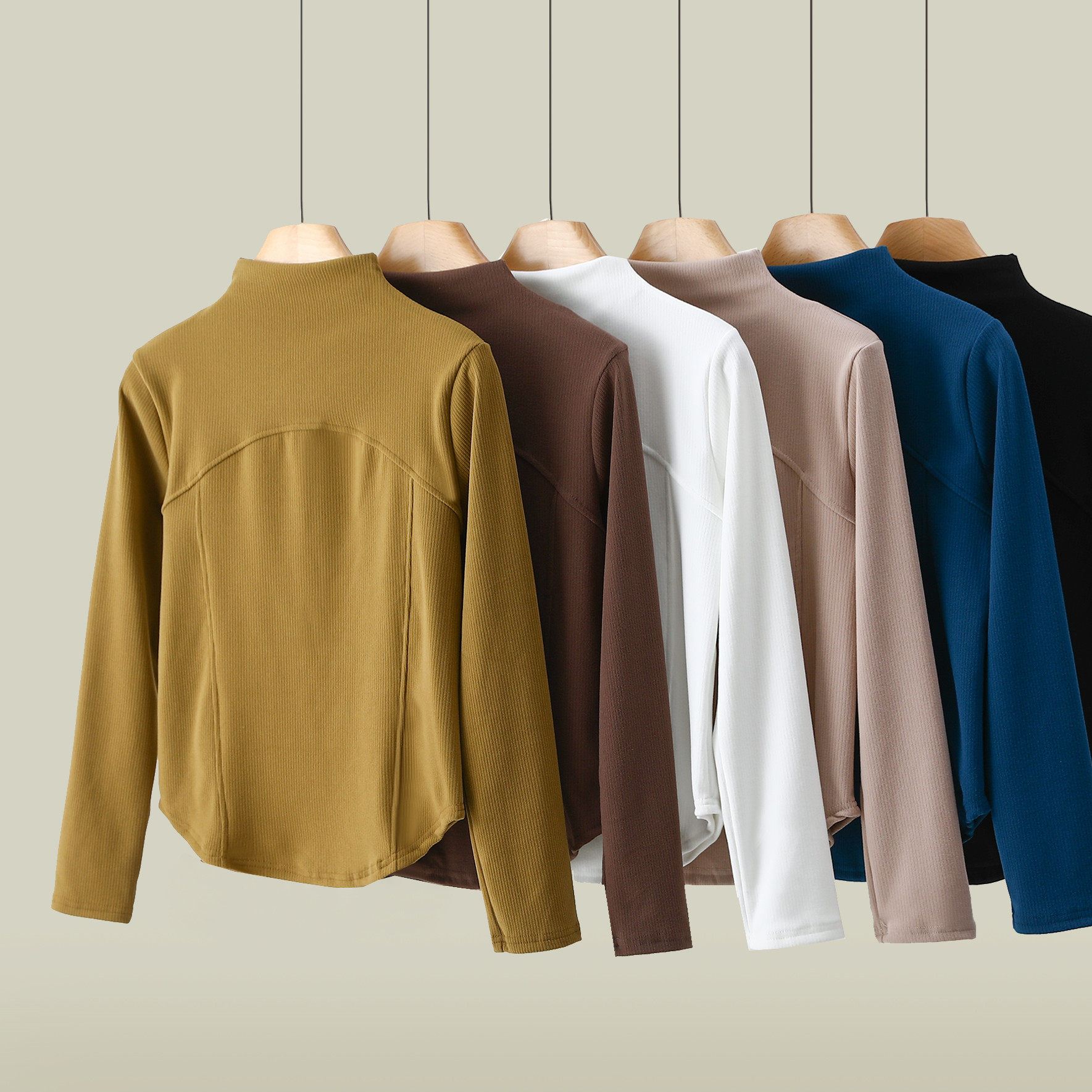 德绒纯色半高领打底衫女士秋冬保暖圆领长袖T恤加绒加厚内搭上衣