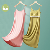 衬裙 打底裙大码 女夏季 莫代尔带胸垫吊带裙宽松睡裙a字裙中长款