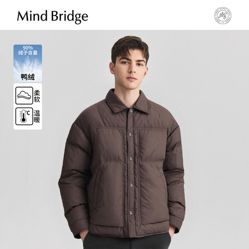MindBridge纯色复古轻薄羽绒服