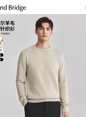 Mind Bridge【绵羊毛】男士纯色休闲针织2025年秋简约半高领毛衣