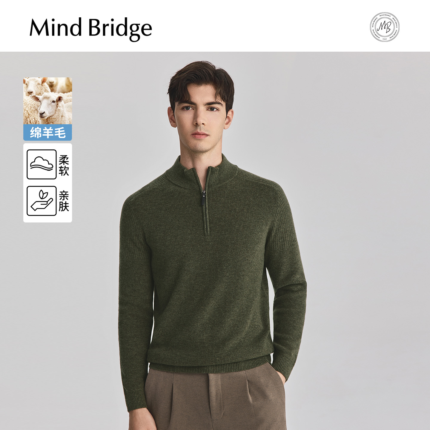 MindBridge半拉链毛衣