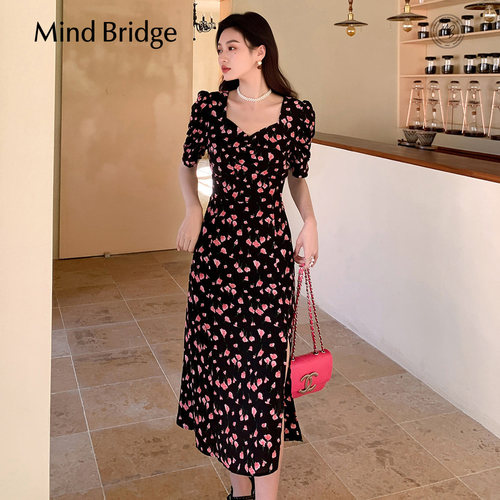 MindBridge方领碎花连衣裙