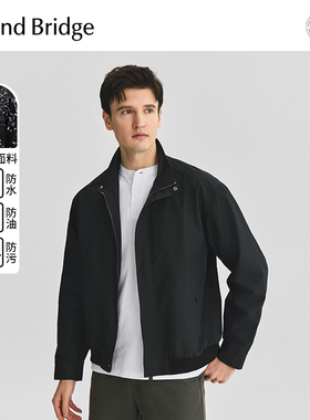 Mind Bridge2025年秋季三防立领夹克男士通勤黑色宽松休闲外套