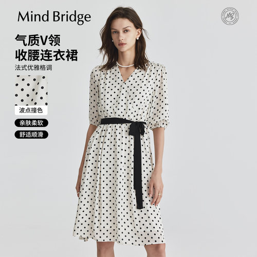MindBridge复古波点连衣裙