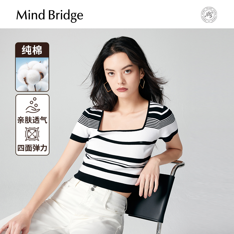 MindBridge条纹短袖针织T恤