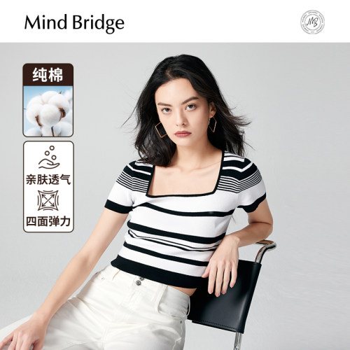 MindBridge条纹短袖针织T恤