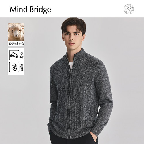 MindBridge复古老钱风羊毛外套