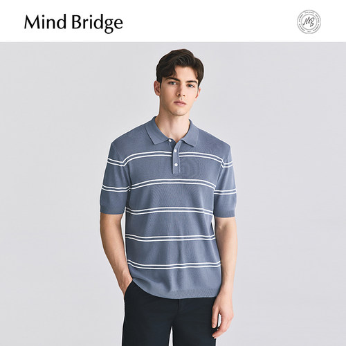 MindBridge条纹短袖polo衫