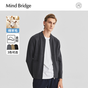 Bridge 2025年秋新款 绵羊毛 棒球领开衫 宽松外套毛衣 男士 Mind