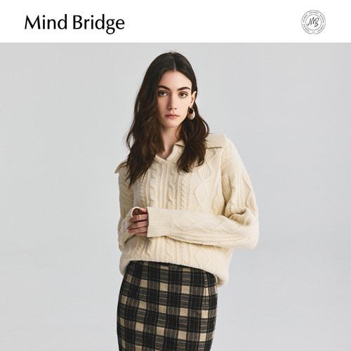 MindBridge纯色翻领毛衣
