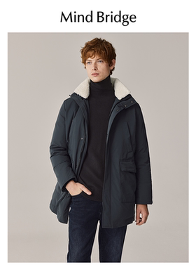 MB MindBridge百家好2025年加厚保暖外套冬季男士立领羽绒服