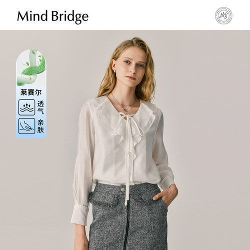 MindBridge长袖荷叶领衬衫