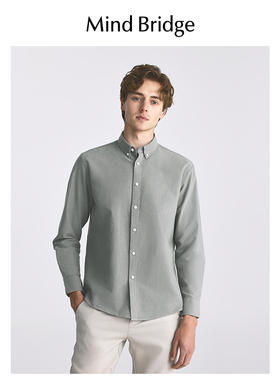 MindBridge2026年春季【纯棉】男士春季简约通勤长袖衬衫商务衬衣