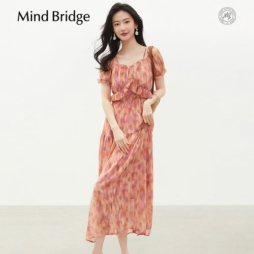 MindBridge露肩碎花连衣裙