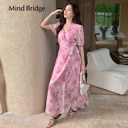 MindBridgeV领收腰碎花连衣裙
