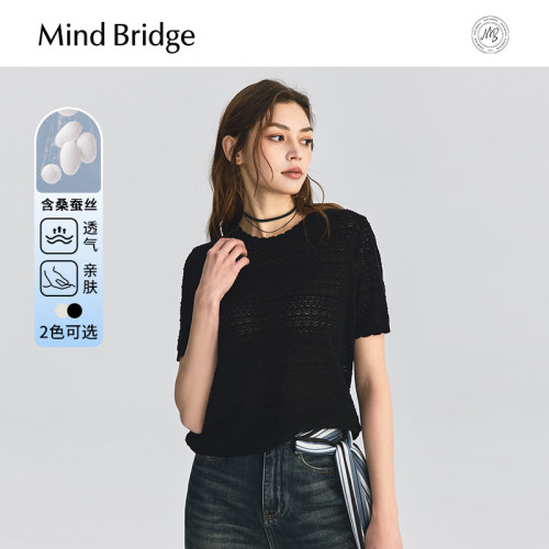 MindBridge花边圆领短袖针织