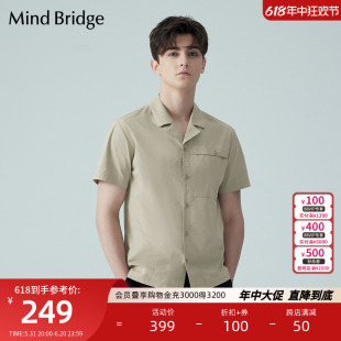 翻领上衣商务休闲衬衣夏季 纯棉衬衫 短袖 半截袖 MindBridge男士