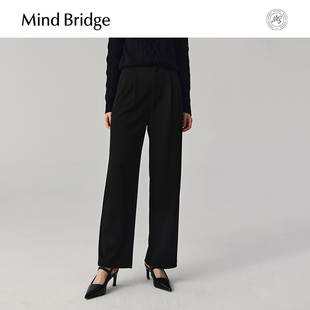 Bridge秋季 长裤 宽松显瘦直筒裤 2025新款 女士黑色通勤休闲裤 Mind
