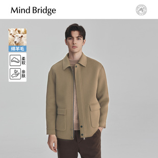 MindBridge2025年冬简约行政翻领羊毛大衣男士 纯色通勤双面呢夹克
