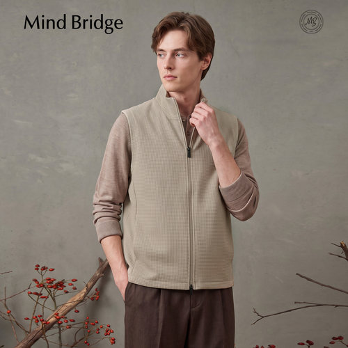 MindBridge复古立领华夫格马甲