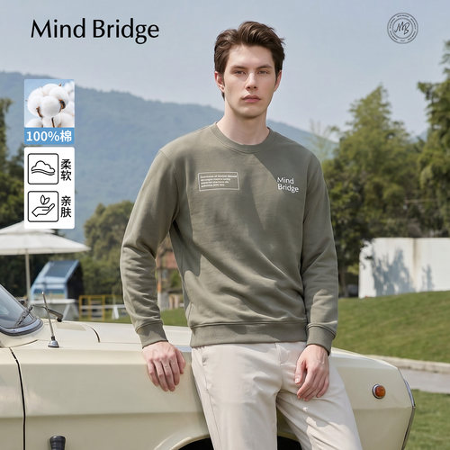MindBridge圆领宽松套头印花卫衣
