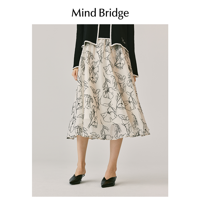MB MindBridge2026年春季女气质A字印花裙显瘦半身裙法式优雅裙子,女装/女士精品,半身裙,淘宝优惠券,粉丝福利购,淘宝优惠卷