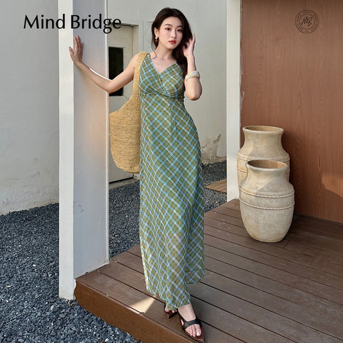 MindBridgeV领格纹连衣裙