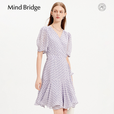 MindBridge法式波点V领连衣裙