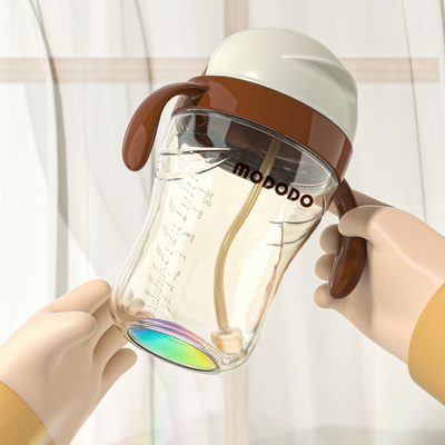 萌嘟嘟彩虹杯吸管杯PPSU奶瓶翻盖直饮杯喝水喝奶瓶1-2岁有重力球