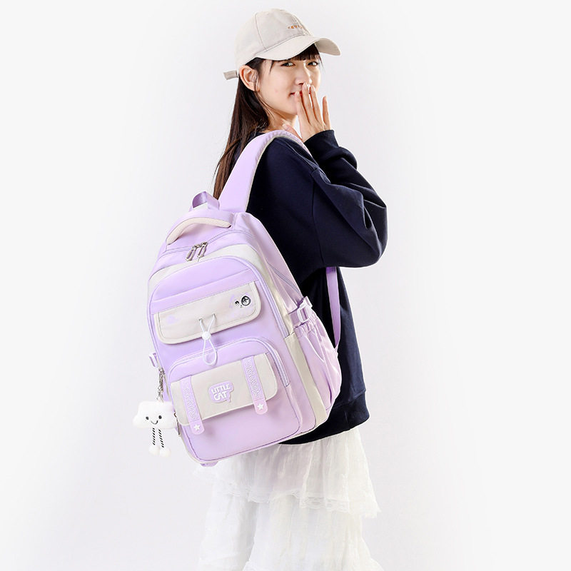 轻度防水校园双肩包女学生书包轻便大容量15英寸电脑包青少年背包
