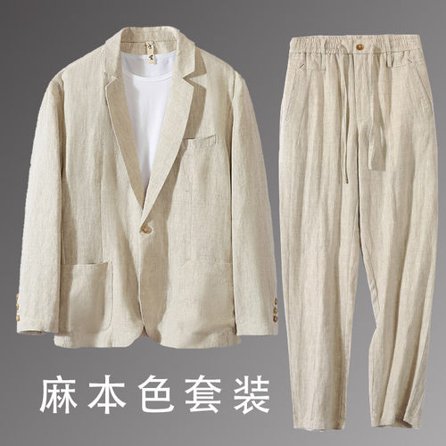 新款春季纯亚麻宽松小西装