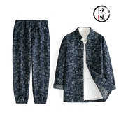 男 休闲牛仔唐装 青年男士 套装 印花外套男中国风宽松复古三件套秋季