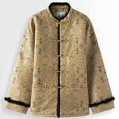 外套国潮印花棉衣新中式 唐装 棉袄男中国风男装 水貂领盘扣厚棉服男