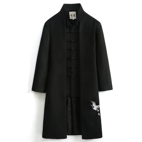 冬季新款唐装男中国风毛呢大衣