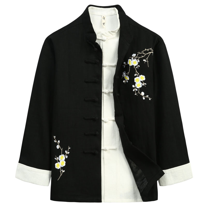 玄笙唐装男秋季梅花刺绣外套男