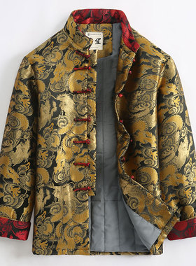 冬季棉服男加厚宽松保暖国潮提花复古中式棉衣袄外套男中国风男装