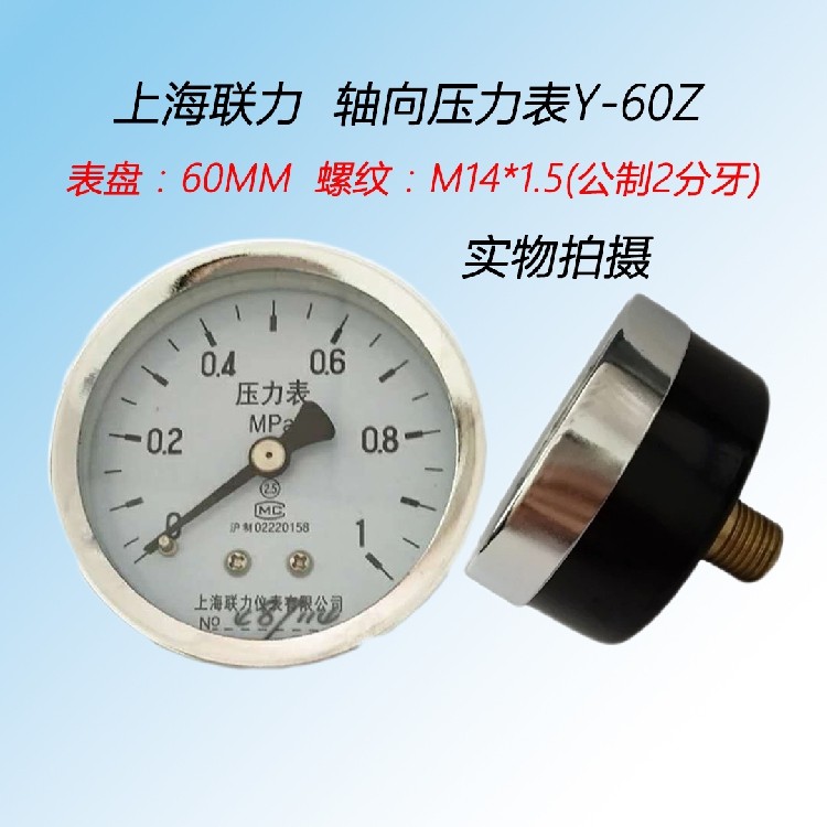 联力Y60Z 1MPA轴向背接式压力表面板安装储气罐压力表空压机仪表,五金/工具,压力表,淘宝优惠券,粉丝福利购,淘宝优惠卷