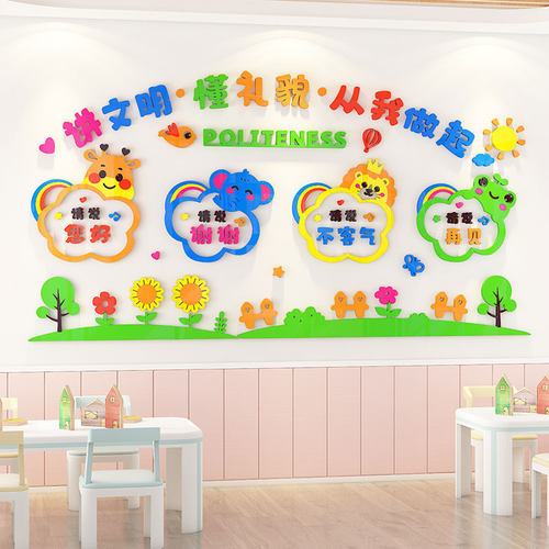 文化墙贴文明礼仪幼儿园环创墙贴