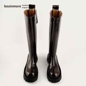 LessinMore【高奢定制】小众设计感牛皮骑士靴女2026新款厚底长靴