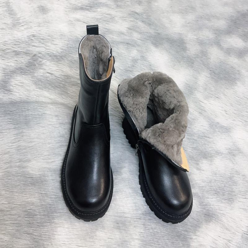 时尚防水雪地靴女皮毛一体冬靴厚底真皮加厚绒短靴保暖东北大棉鞋