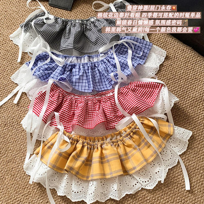 复古格子屁帘百搭叠穿半身裙裙帘