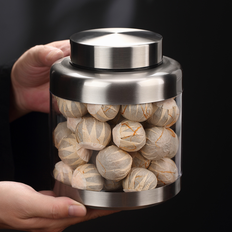 可视不锈钢茶叶罐密封罐小青柑专用高档茶罐家用收纳盒小号储存罐